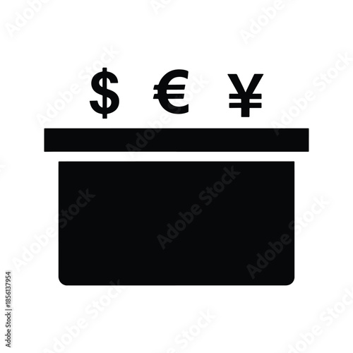 Money exchange counter silhouette currency service desk icon