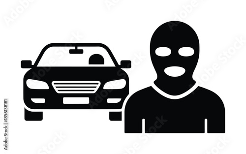 Car theft criminal masked thief danger vector