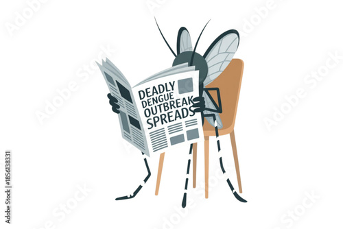 business man reading newspaper with isolated sharp tools