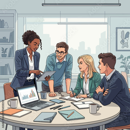 Business Meeting With Diverse Team Collaborating On Project