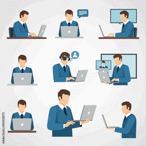 Business People Working On Laptops In Modern Office Environment