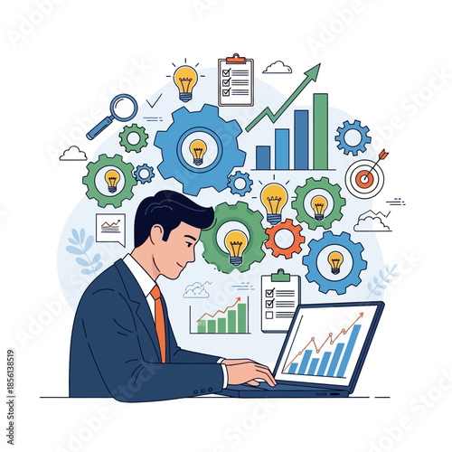 Businessman Analyzing Data Growth With Digital Technology
