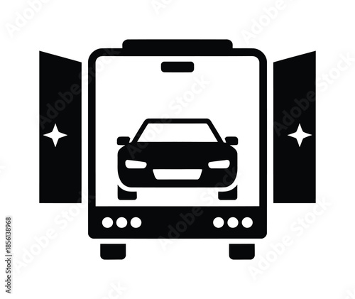 Vehicle inspection vector icon transport checkpoint
