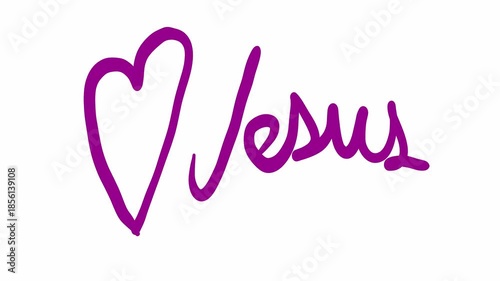 Jesus typography with heart shape in pink lettering
