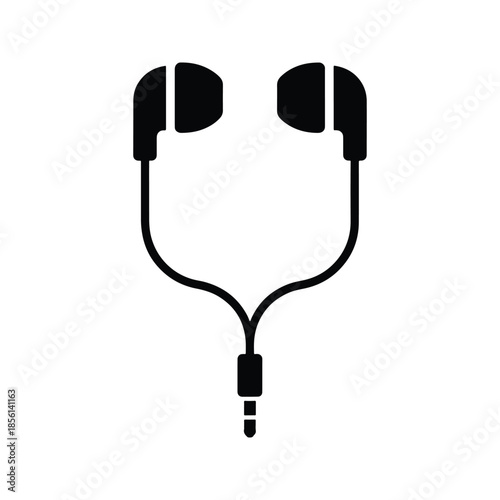 Earphones silhouette wired audio listening device icon