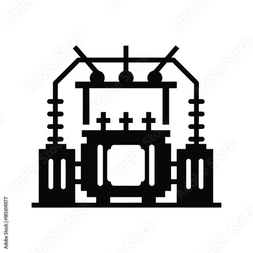 Electric substation silhouette power infrastructure facility icon