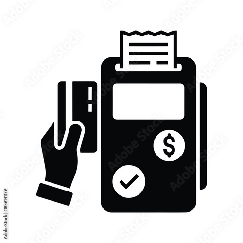 Electronic bill machine silhouette billing payment device icon
