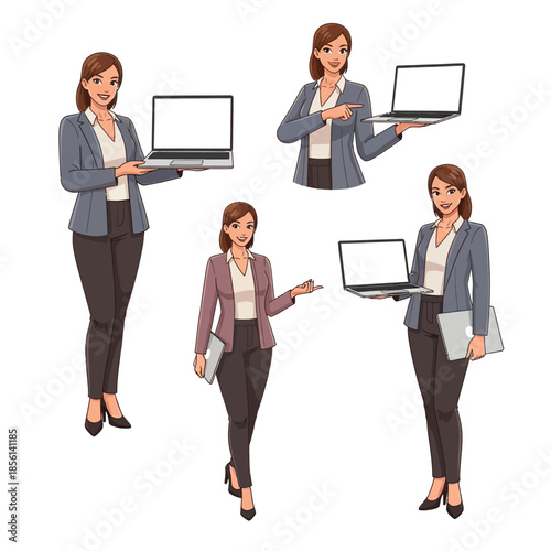 Businesswomen Holding Laptops In Professional Attire