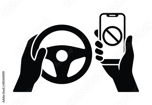 Driving mobile restriction safety vector icon