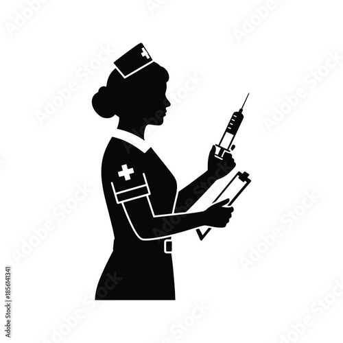 Hospital nurse silhouette healthcare staff icon