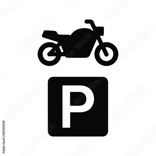 Motorcycle parking silhouette bike parking sign icon