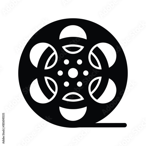 Movie reel silhouette cinema film roll icon