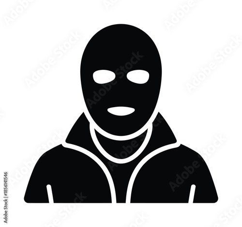 Criminal masked thief security vector icon