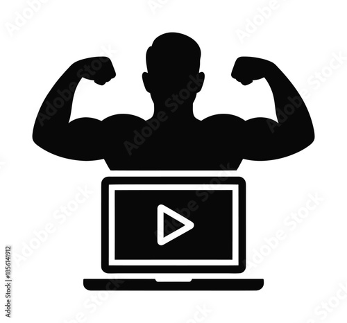 Online Fitness Training Bodybuilder vector