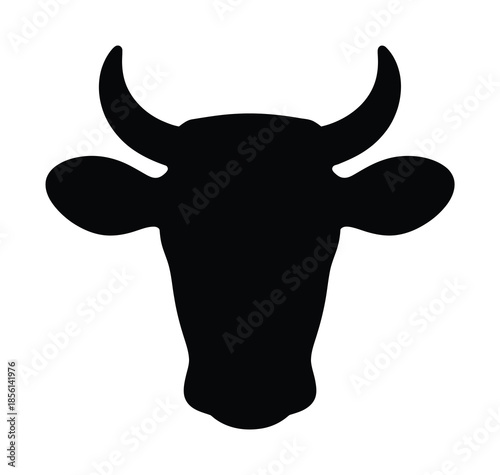 Cow Head Silhouette Icon Vector