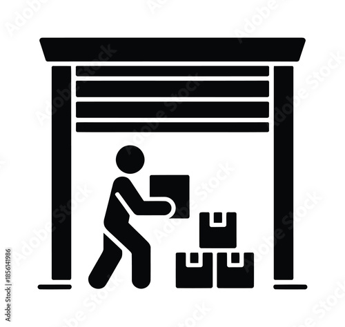 Warehouse Storage Facility with Worker Vector