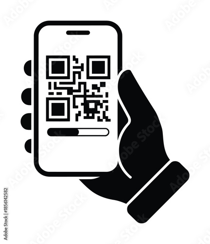 Smartphone qr code scan vector icon illustration