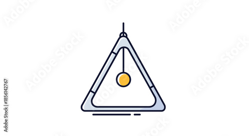 Musical triangle percussion instrument with a metal beater stick isolated on a clean white background as a vector style icon.