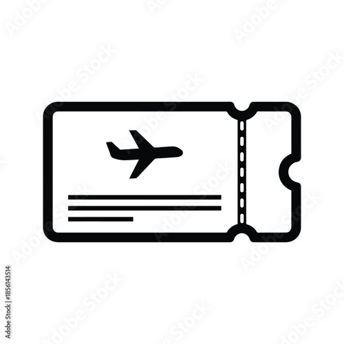 Airplane ticket silhouette travel boarding pass icon
