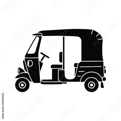 CNG auto rickshaw silhouette three wheeled vehicle icon