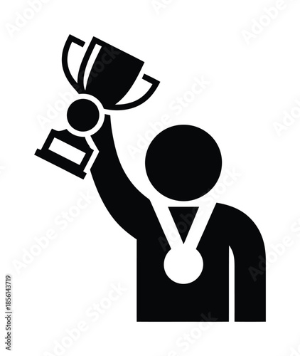 Winner trophy vector icon achievement success