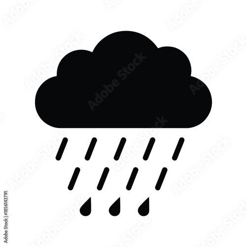 Rainfall silhouette weather rain cloud drops icon