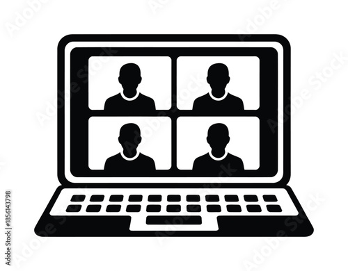 Online meeting vector icon virtual teamwork