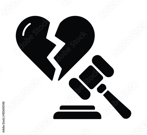 Broken heart divorce justice vector