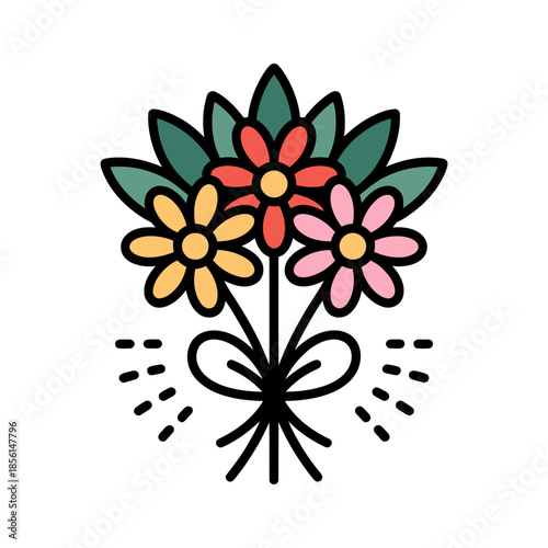 Leaf & flower combo icon on White Background Vector Art Illustration on white background.