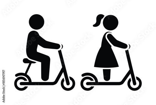 Electric scooter riders transport vector