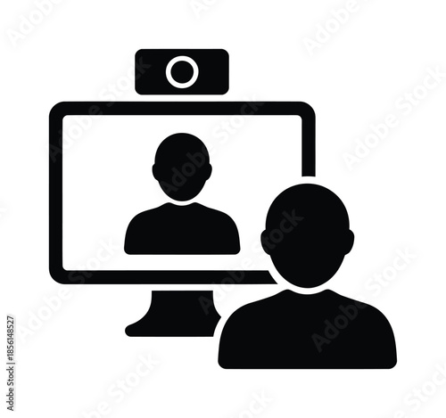 Video call virtual meeting communication vector icon