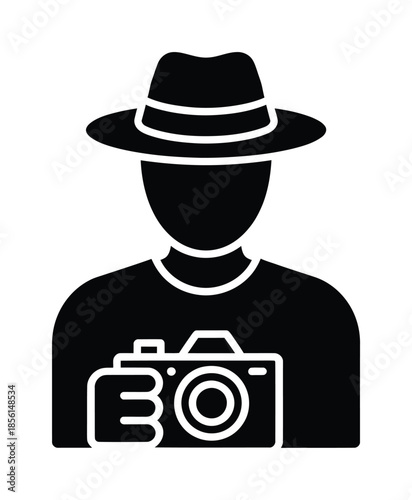 Photographer with camera silhouette vector illustration