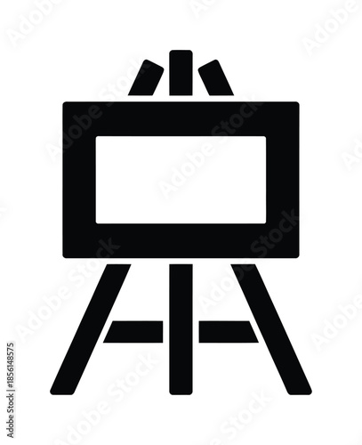 Easel with canvas art painting vector silhouette