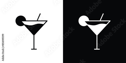 Cocktail icons. Glyph Symbol. Isolated Vector Illustration pack
