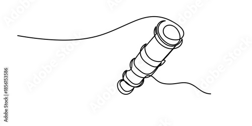 World space day concept singe line. Editable outline, Continuous single line sketch drawing of telescope outer. Continuous one line drawing of telescope. One line drawing illustration of telescope.