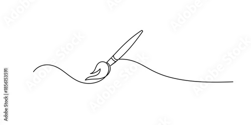 Continuous one line drawing Brush and painting. Paint brush continuous one line drawing vector illustration, Paint brushes continuous one line drawing. Isolated on white background vector illustration