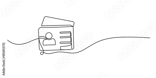 Continuous one line drawing employee identification card illustration. Vector ID one line card, Business ID Card Continuous. continuous line drawing employee identification card illustration vector.