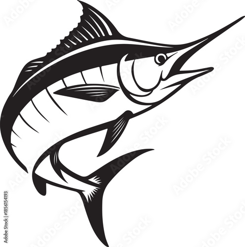 Marlin fish logo symbol, Vector Art, Icons, and Graphics for designers