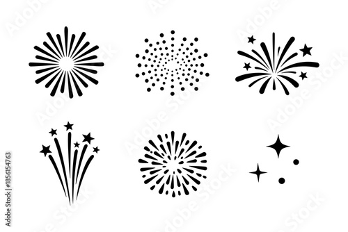 Minimalist firework burst collection of various shapes and styles