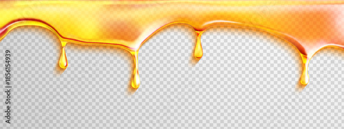 Melt oil gooey honey caramel with syrup, drip and flow background vector. Delicious cream or golden splash. Stream design for food or cosmetic product layout.