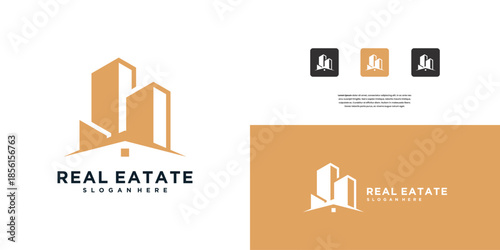 Real Estate Logo. Luxury Logo. Construction Architecture Building Logo Design Template
