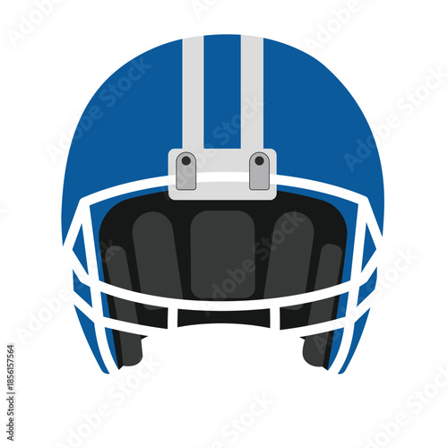 Vibrant blue American football helmet vector white stripes facemask iconic sports safety equipment player protection
