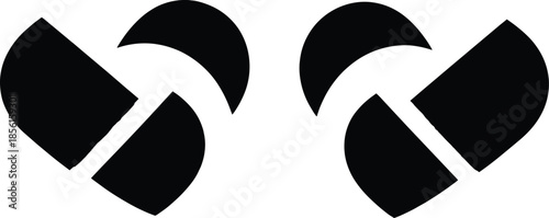 Black broken heart shaped puzzle pieces on white background