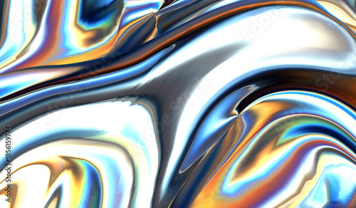 Canvastavla Vibrant iridescent liquid metal surface with swirling colors