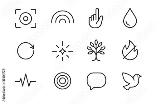 Mental outline icon positive harmony circle spark vector icons focus health step