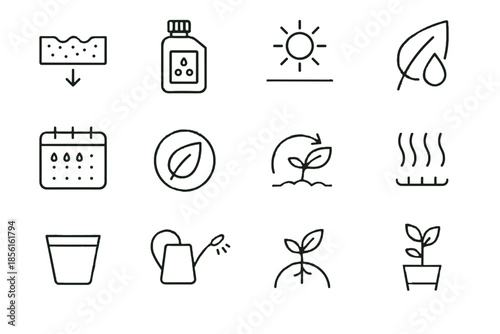 Care chart icons arc vector icon sprout bead stable balanced plant controlled