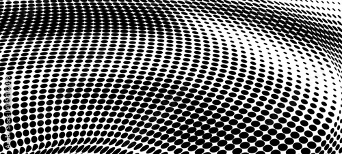 Futuristic halftone dotted texture with abstract wave pattern, perfect for modern design.