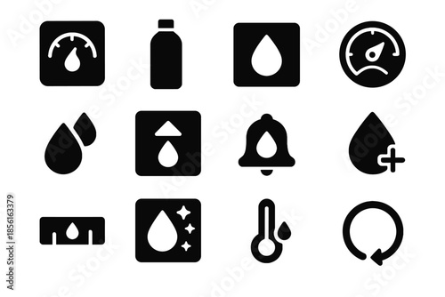 Icons set icon rounded sterile shapes flat tracking hydration vector square highlights