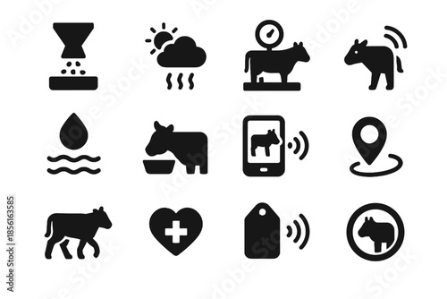 Scale white farming smart block cue icon solids livestock vector water icons