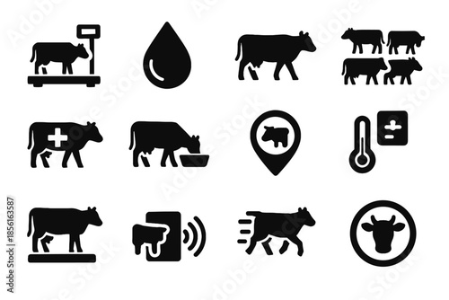 Farming icons sterile black alignment effects livestock reader vector geometric icon shading
